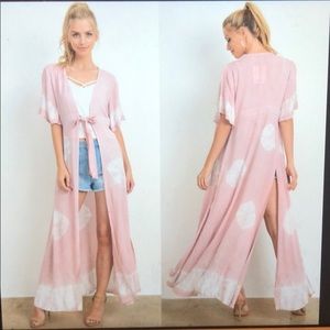 Dusty rose and white duster